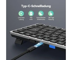 Tecknet belaidė klaviatūra – laisvas perjungimas tarp 4 įrenginių (2,4 g + bt), įkraunama bluetooth klaviatūra, vokiškas qwertz itin plonas išdėstymas, skirtas pc, nešiojamam kompiuteriui, planšetiniam kompiuteriui, išmaniajam televizoriui ir mobiliajam t