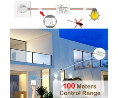 Tedeligo belaidis jungiklio šviesos rinkinys, mobilusis belaidis nuotolinio valdymo jungiklis Ac220v 230v 10a relės imtuvas lengvam montavimui lempai 100m valdymo diapazonas