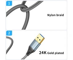 Teeaam Usb 3.0 kabelis 0.3 m itin spartus kabelis A Male į A Male Usb jungties kabelis, suderinamas su spausdintuvais, modemais, standžiaisiais diskais, kameromis ir kt. Pilkas
