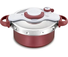 Tefal Clipso Minut Duo slėginė viryklė 5 l aliumininė slėginė viryklė su 5 saugos sistemomis ir lengvu valdymu viena ranka, lėta ugnis, puodo režimas, garų funkcija, slėginė viryklė