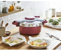 Tefal Clipso Minut Duo slėginė viryklė 5 l aliumininė slėginė viryklė su 5 saugos sistemomis ir lengvu valdymu viena ranka, lėta ugnis, puodo režimas, garų funkcija, slėginė viryklė