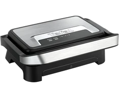 Tefal Inicio Compact 2-in-1 kontaktinis ir panini grilis, 1000 W, kompaktiškas dizainas, nerūdijančio plieno korpusas, sulčių padėklas, nelimpančios grotelės, nerūdijantis plienas/juoda, Gc270d10