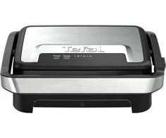 Tefal Inicio Compact 2-in-1 kontaktinis ir panini grilis, 1000 W, kompaktiškas dizainas, nerūdijančio plieno korpusas, sulčių padėklas, nelimpančios grotelės, nerūdijantis plienas/juoda, Gc270d10