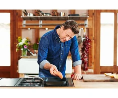 Tefal Jamie Oliver by E24541 Cooks, klasikinė keptuvė-grilis, 23 x 27 cm, lietas aliuminis, titanium 3 x nelipni danga, thermal signal depth, forma visų tipų viryklėms, indukcinė, juoda