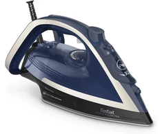Tefal Ultragliss Plus Fv6846 garinis lygintuvas su apsauga nuo kalkių, 2800 W, nuimamas kalkių kolektorius, 50 g/min garų srautas, 260 g/min garų pliūpsnis, automatinis išsijungimas, pagaminta Prancūzijoje, mėlyna/balta
