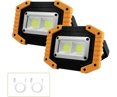 Tekstap Led statybinis prožektorius su baterija, nešiojama kempingo lempa, 2 x Cob 30 W 1500 Lm Led darbo lemputė Usb garažui, lauko stovyklavimui, žvejybai, avarinėms statybvietėms, 3 šviesos režimai (2 vnt.)