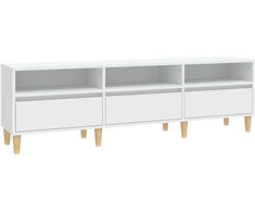 TV staliukas Televizoriaus spintelė, balta, 150x30x44,5cm, apdirbta mediena