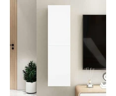 TV staliukas Televizoriaus spintelė, balta, 30,5x30x110cm, apdirbta mediena