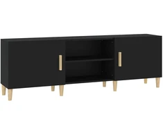TV staliukas Televizoriaus spintelė, juoda, 150x30x50cm, apdirbta mediena