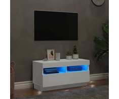 TV staliukas Televizoriaus spintelė su LED apšvietimu, balta, 80x35x40cm