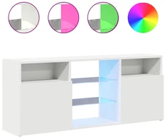 TV staliukas Televizoriaus spintelė su LED apšvietimu, balta, 120x30x50cm