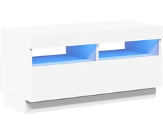 TV staliukas Televizoriaus spintelė su LED apšvietimu, balta, 80x35x40cm