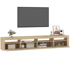 TV staliukas Televizoriaus spintelė su LED apšvietimu, ąžuolo, 240x35x40cm
