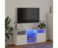 TV staliukas Televizoriaus spintelė su LED apšvietimu, balta, 120x30x50cm