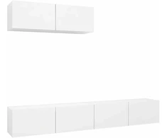 TV staliukas Televizoriaus spintelės, 3vnt., baltos, apdirbta mediena