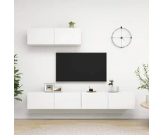 TV staliukas Televizoriaus spintelės, 3vnt., baltos, apdirbta mediena