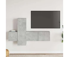 TV staliukas Televizoriaus spintelių komplektas, 3 dalių, betono, mediena