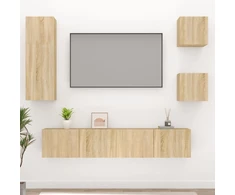 TV staliukas Televizoriaus spintelių komplektas, 5 dalių, ąžuolo, mediena