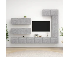 TV staliukas Televizoriaus spintelių komplektas, 7 dalių, betono, mediena