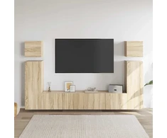 TV staliukas Televizoriaus spintelių komplektas, 8 dalių, ąžuolo, mediena
