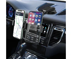 Tenyua dvigubas automobilinis telefono laikiklis, tvirtinamas prie automobilio prietaisų skydelio, reguliuojamas telefono laikiklis 2 telefonams, suderinamas su 3,5–6,8 colių išmaniaisiais telefonais