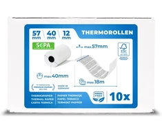 Terminiai kasos aparatu popieriaus ritinėliai 57mm x 40mm (18m) - 10 vnt.