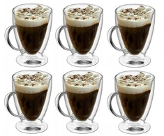 Terminiai puodeliai 300 ml, 6 vnt. su rankenėle kavai, arbatai