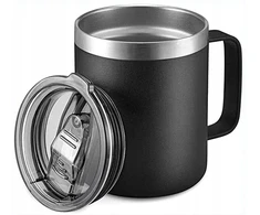 Terminis puodelis su rankena kavai Yerba Mate, juodas, 350 ml