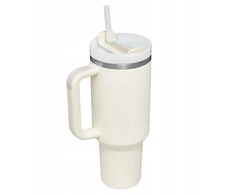 Terminis puodelis su šiaudeliu ir rankena kavai, arbatai, sandarus, talpus 1200 ml