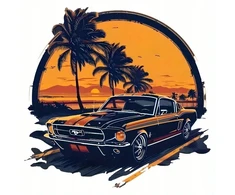 Termo lipdukas ant marškinėlių, rankinės, marškinėlių Ford Mustang Shelby Palmy Słońce