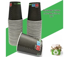 Terryshop74 100 vienetų Xxxl 250 ml popierinių puodelių rinkinys karštiems ir šaltiems gėrimams, kapučino, alaus gėrimams (juodi dryžiai)