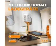 Tessan kelioninis adapteris visame pasaulyje, universalus kelioninis adapteris su 2 Usb A ir 3 Usb C, tarptautinis lizdo adapteris, kelioninis kištuko adapteris visame pasaulyje, skirtas Jav, Anglijai, Japonijai, Tailandui, Australijai, kelionėms