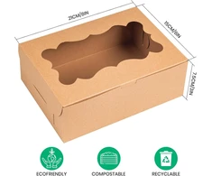 Testyu 30 vnt. sausainių dėžučių su langeliu, 21 x 15 x 7,5 cm kraft popieriaus dovanų dėžutė ruda kraft popieriaus dėžutė dovanų dėžutės kepyklai šokolado šokolado dėžutės pakuotė