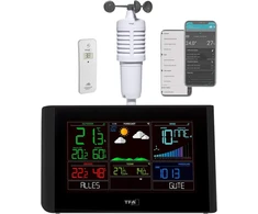 Tfa Dostmann Breeze Wifi meteorologijos stotis, 35.8001.01, įskaitant vėjo matuoklį, profesionali orų prognozė, nemokama View programėlė, barometras, reguliuojami aliarmai, rasos taškas, juoda, (i) 229 x (p) 27 (83) x (a)