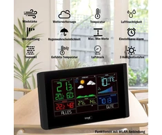 Tfa Dostmann Breeze Wifi meteorologijos stotis, 35.8001.01, įskaitant vėjo matuoklį, profesionali orų prognozė, nemokama View programėlė, barometras, reguliuojami aliarmai, rasos taškas, juoda, (i) 229 x (p) 27 (83) x (a)