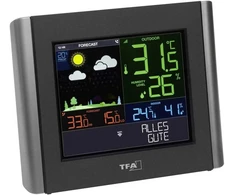 Tfa Dostmann Wifi meteorologijos stotis Meteo, 35.8000.01, profesionali orų prognozė, nemokama View programėlė, reguliuojami aliarmai, rasos taškas, šilumos indeksas, juoda, (i) 197 x (p) 32 (85) x (a) 163 mm
