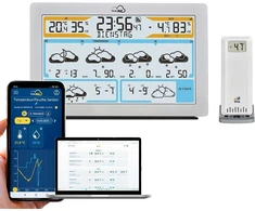 Tfa Dostmann Wlan meteorologijos stotis Tfa.me Id-02, 35.8100, profesionali orų prognozė iš wetter.com 3–6 dienoms, internetinis portalas, įskaitant lauko jutiklio radiją, max-min reikšmes, įspėjimo funkciją
