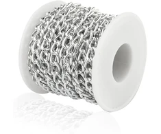 Thairoot 5 m 10 x 6.5 mm aliumininės grandinėlės su ritės jungtimis amatų papuošalų grandinėlėms vytos kabelinės grandinėlės amatų reikmenys karolių grandinėlės metalinė grandinėlė "pasidaryk pats" papuošalų gamybai sidabrinė