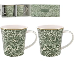 The Leonardo Collection William Morris Larkspur puodelių rinkinys, 2 puodeliai virtuvei ir namams | Stilingas stalo indų puodelių rinkinys bet kokiai progai | Patvarus kavos puodelių rinkinys, dovana moterims