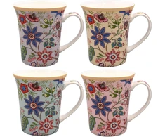 The Leonardo Collection William Morris Lustre Artemis puodelių rinkinys, 4 puodeliai virtuvei ir namams, stilingas indų rinkinys bet kokiai progai, gražus kavos puodelių rinkinys vyrams, dovanos