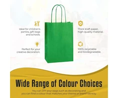 Thepaperbagstore 10 itin mažų popierinių maišelių vakarėliams ir dovanoms su rankenėlėmis - žali - 140 x 210 x 80 mm
