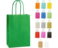 Thepaperbagstore 10 itin mažų popierinių maišelių vakarėliams ir dovanoms su rankenėlėmis - žali - 140 x 210 x 80 mm