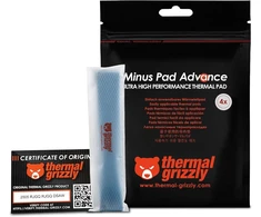 Thermal Grizzly Minus Pad Advance - 4 terminių padėklų pakuotė 120 x 20 x 2,0 mm, elektrai nelaidus, didelis šilumos laidumas ir suspaudžiamumas Ssd, Gpu ir elektronikai