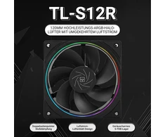 Thermalright Tl-s12r cpu aušintuvas, 120 mm atvirkštinis ventiliatorius, korpuso aušinimo ventiliatorius su argb apšvietimu, cpu aušintuvas su 1500 aps./min greičiu, juodas pc pwm tylus kompiuterio ventiliatorius