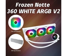 Thermalright Tr Frozen Notte 360 Baltas Argb Cpu aušintuvas, vandens Cpu aušintuvas, Cpu aušintuvo specifikacijos 360 Baltas, dvigubas ventiliatorius Pwm, S-fdb V2 guoliai, tinka Amd/am4, Am5, Lga1851