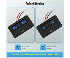Thlevel 12v Usb C lizdo įkrovimo lizdas 66w automobilinis įkroviklis mobiliajam telefonui greitas įkrovimas dvigubas Qc3.0 ir Pd3.0 atsparus vandeniui su jungikliu skirtas 12v-24v automobiliui, valčiai, kemperiui