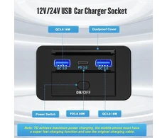 Thlevel 12v Usb C lizdo įkrovimo lizdas 66w automobilinis įkroviklis mobiliajam telefonui greitas įkrovimas dvigubas Qc3.0 ir Pd3.0 atsparus vandeniui su jungikliu skirtas 12v-24v automobiliui, valčiai, kemperiui
