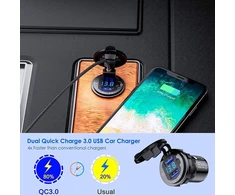 Thlevel automobilinis Qc3.0 Usb įkroviklis, automobilinis Usb lizdas, dvigubas prievadas 9v-32v 36w greitas įkrovimas su Led skaitmeniniu voltmetro ekranu, jungiklis transporto priemonėms, valtims, motociklams, visureigiams, autobusams, sunkvežimiams, nam
