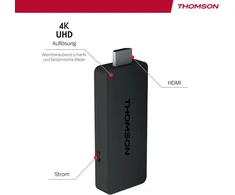 Vaizdo grotuvas Thomson Streaming Stick 140 | Google Tv | 4k Uhd | Google Assistant | Googlecast | Wi-fi | Bluetooth 5.0 | Hdmi | Dolby Atmos | Dts Digital Surround | Hdr10 | 2 Gb Ram | 8 Gb atmintis