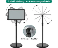 Thrivingtree informacinis stovas, din a3, 420 x 297 mm, reguliuojamo aukščio, nerūdijančio plieno klientų stabdiklis, plakato stovas, ekspozicinis stovas, reklaminis stovas (juodas, a3) (Ekspozicinė prekė)